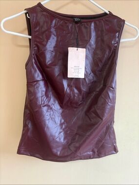 SHEIN Burgundy Faux Leather Sleeveless Tank